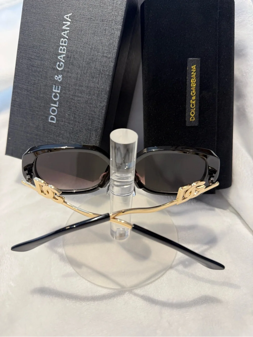 Dolce & Gabbana Black Frame Sunglasses with Brown Gradient Lenses